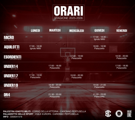 Orari e Palestre - ASD BASKET CARONNO