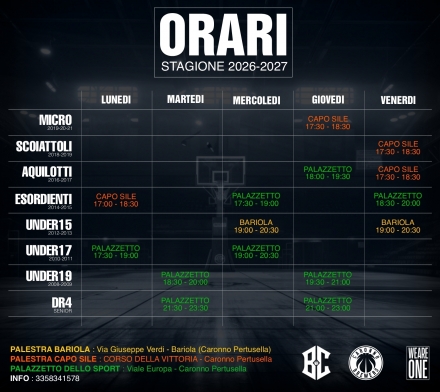 Orari e Palestre - ASD BASKET CARONNO